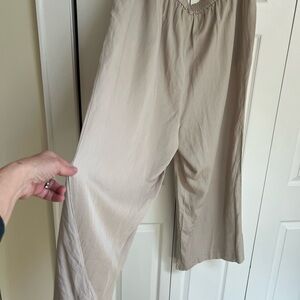 Torrid Beige Wide-Leg Chinos with Elastic Waist 24R Linen Blend